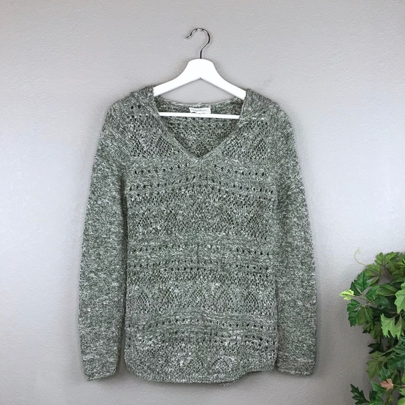 Cloud Chaser Cozy Green Chunky Knit Hooded Sweater Pullover Size Medium - Picture 1 of 8